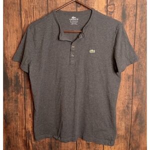 Lacoste Men's Henley Short Sleeve T-Shirt Size Small Gray